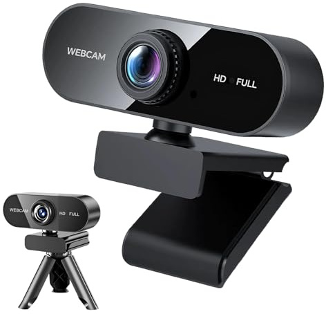 Webcam for PC with Microphone Tripod HD 1080P 125°Wide Angle Plug and Play USB Camera for Laptop Streaming Conference Studying Video Calling Youtube Skype Compatible with Windows Android IOS Mac Liunx