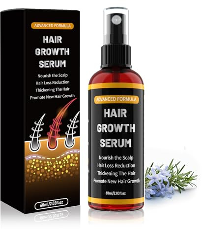 Rosemary & Castor Oil Hair Serum, Scalp Nourishing and Conditioning Oil with Organic Biotin, Daily Hair & Beard Care Spray for Men and Women, 60ml