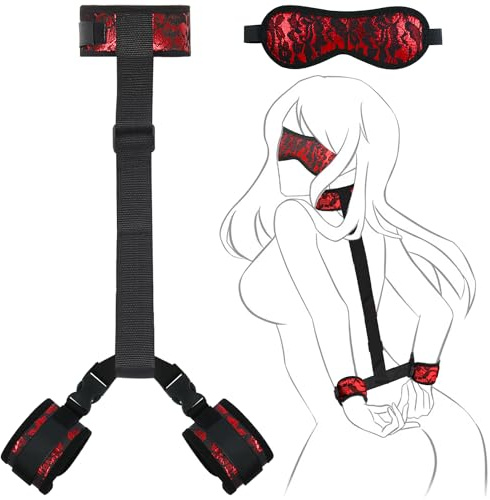 Bondage BDSM Set Sex Toys Handcuffs Adult Woman Adult Toys Bed Restraints | Sex Toyscouples for Couples Women Sex Swing Bondaged Adult Kit Sex Game with Adjustable Collar and Handcuffs and Blindfold