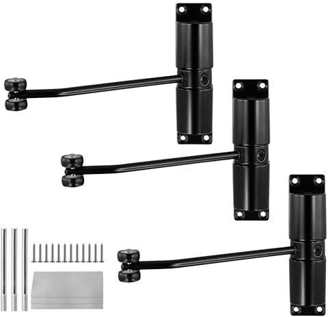 JIEHIN 3 chiudiporta automatici per cancello da giardino, chiudiporta esterno, nero, in acciaio inox, chiudiporta da giardino, per porta della stanza, interni ed esterni