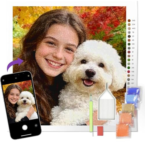 HOBULL Diamond Painting Eigenes Foto Personalisiert für Erwachsene - Custom 5D Diamant Painting Full Bilder Geschenk Set, Personalisiert Benutzerdefinierte Design Diamant Full Bilder Home Decor