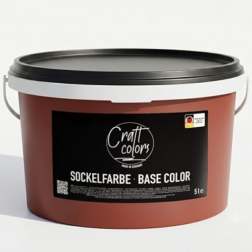 Craft Colors Sockelfarbe 5L Ziegelrot | hochwertige Farbe für Beton, Mauerwerk, Kellerwand, Fassade & Dachflächen | Nassabriebklasse 1 | Made in Germany |Wetter & UV-Beständig