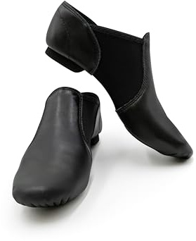 Capezio Women's E Series Jazz Slip-on Shoe – Comfortable Soft Leather with Neoprene Arch Support for Quick Changes, Non-Slip Sole, Lightweight Design, Size 3.5M, Black