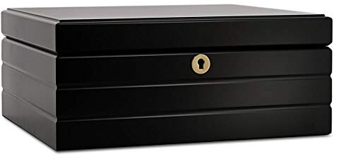 adorini Firenze Humidor - Deluxe, jusqu'à 75 cigares, hygromètre de Cheveux de Haute précision, Noir