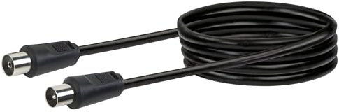 SCHWAIGER Antenna Connection Cable 75 dB, 3.0 m, Black, IEC Plug to IEC Female, Double Shielding, 75 Ohm, Digital, HDTV, DVB-C/DVB-T2