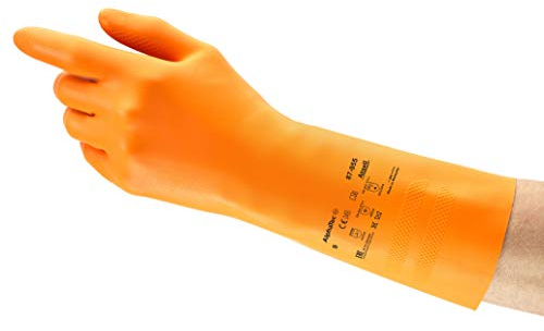 Ansell AlphaTec 87-955 Guanti da Lavoro Multiuso, Elevata Protezione Chimica, Rinforzata per Applicazioni Pesanti, Floccatura di Cotone, Taglia 8/M (12 Paia)
