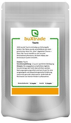 2 x 500 g Taurin – rein/ohne Zusatzstoffe | Pulver | konditionell-essentielle Aminosäure | Nahrungsergänzungsmittel Sport | vegane Nutrition | Buxtrade 1kg