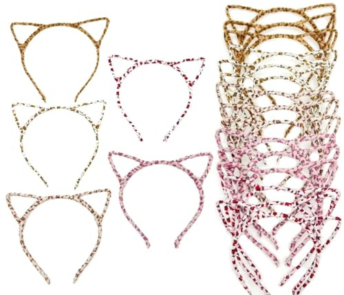 JZK 20 x Samt Leopardenmuster Katzenohr Stirnband Haarband Frauen-Party-Stirnband Haarband zum Schminken Party Ankleiden Für Frauen und Mädchen Andenken Souvenir