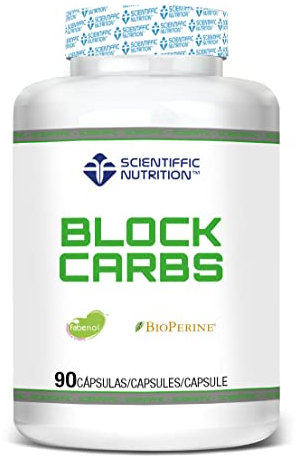 Scientiffic Nutrition - Block Carbs, Ayuda a la Pérdida de Peso y a la Mejora Física, con Bioperine y Fabenol, Potente Bloqueador de Hidratos de Carbono - 90 Cápsulas
