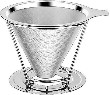 ceuao Kaffeefilter Wiederverwendbar - Permanenter Edelstahl-Filter Mit Abnehmbarem Ständer, Papierlos Zur Herstellung Von Manuellem Kaffee, Dauerfilter