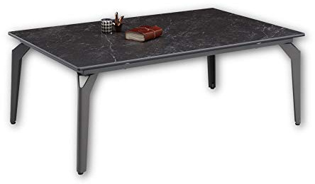 BIBI Couchtisch Anthrazit, Keramikoberfläche in Marmor-Optik, 110 x 41 x 70 | Sofatisch mit Metallgestell, Tischplatte kratzfest und unempfindlich, Wohnzimmer, Wohnbereich, hochwertig