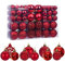 MTSCE Lot de 66-100 Boules de Noël Rouges pour Sapin de Noël, décorations Scintillantes, Opaques, Brillantes, Ø 3, 4 et 6 cm (1, Rouges)