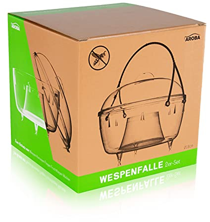 AROBA 6er Set Große Insektenschutz Wespenfalle 18cm - Effektive Umweltfreundliche Fliegen, Insekten, Mücken-Falle für Garten und Terrasse - Wespenstopp