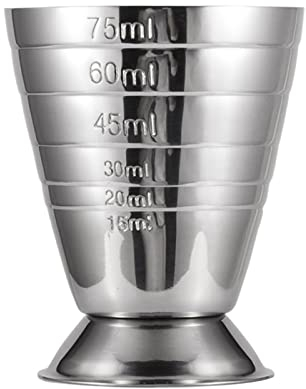 Edelstahl Cocktail Jigger，Messbecher für Bar Party Wein Cocktail Drink für Bar Party Wein 75 ml Volumen mit 6 Maßmarkierungen