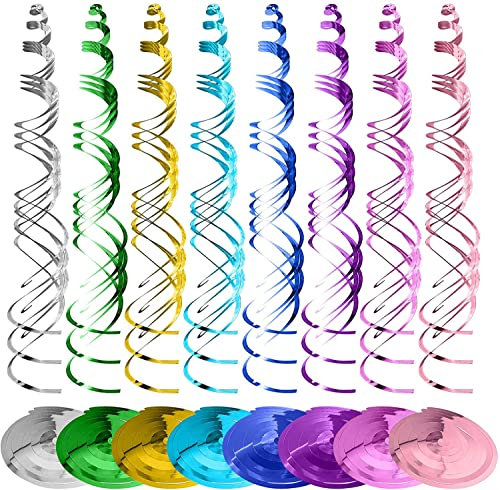 LATRAT 48 guirnaldas espirales decorativas, espirales reutilizables, serpentinas de cumpleaños, decoración colgante para fiestas de cumpleaños, bodas, fiestas