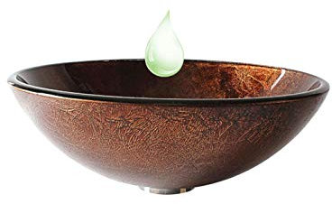 HomeLava 30cm Mini Lavabo Sobre Encimera, Lavabo de Vidrio Templado Redondo, Lavabo de Baño de Tamaño Pequeño, Rojo Ladrillo