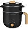 Audecook Electric Hot Pot with Steamer, 1.5L Portable Non-Stick Mini Multifunctional Cooker, Travel Electric Skillet with Dual Power Control for Ramen Noodles/Pasta/Egg/Soup/Oatmeal (Black)