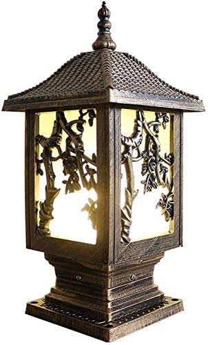 Poste de luz de jardín Poste de jardín impermeable clásico Bolardo de luz Lámpara de poste alto Lámpara de columna exterior a prueba de lluvia Linterna de pilar Cuadrado Aluminio Césped Iluminación de