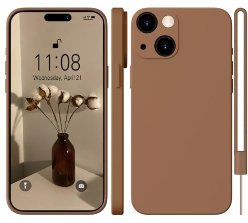 WXX för iPhone 15 skal silikonfodral, mobiltelefonfodral för iPhone 15 tunn smal med mikrofiber, reptåligt allsidigt skydd fodral för iPhone 15 6,1 tum brun