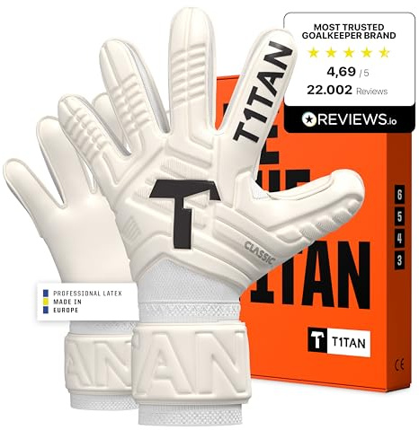 T1TAN Classic 1.0 White-Out Junior – målvaktshandskar för barn – utan fingerskydd – fotbollshandskar för målvakt – storlek 6