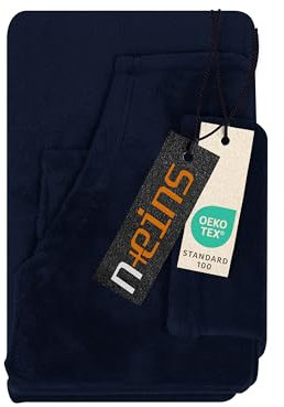 npluseins Decke mit Ärmeln Geschenke für Kinder 90x150 cm TV Deckenpullover Kuscheldecke das Original mit Ärmel & Bauchtasche 1448.2043, Marine