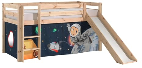 möbelando Spielbett >Pino< in Kiefer massiv Natur lackiert - 210x114x218 (BxHxT)