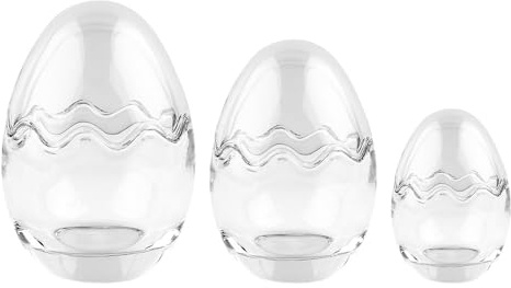 Ideen mit Herz Huevo de cristal | 2 piezas | 3 tamaños diferentes | tapa extraíble | regalo | huevo de Pascua rellenable | transparente | 3 huevos