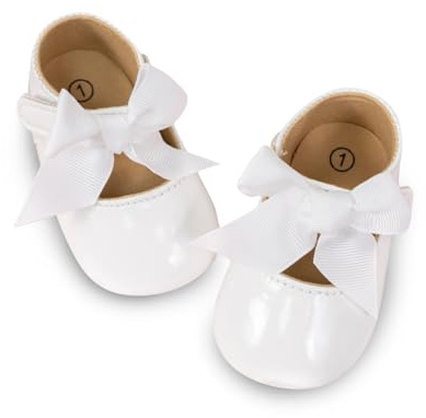 CENCIRILY Baby Girl Mary Jane Shoes Anti-Slip First Walking Bowknot Soft Sole Princess Wedding Dress Flats for 0-18 Month