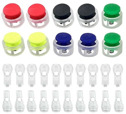5 Paar Schnürsenkel Federschnalle | Federschnurschlösser, Kordelstopper Doppellochung und Kordelenden Schnürsenkel Stopper, Kunststoff Rutschen Kordelklemme, Schnürsenkel Ohne Binden