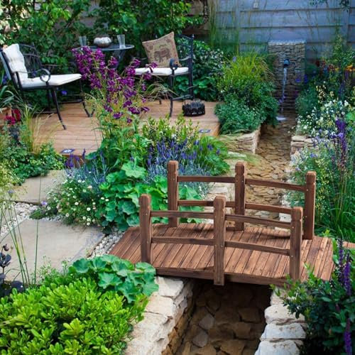 Ponticello per Giardino Arco Di Ponti Da Giardino In Legno, Piccolo Ponte Laghetto, Passerella Con Ringhiere Di Sicurezza For Esterni Interni Paesaggistica Cortile Cortile Passerella Stagno Decorazion