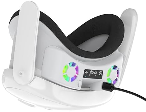 Generic Máscara facial de realidad virtual RGB para ventilador de refrigeración para Meta/Oculus Quest 3, interfaz facial de realidad virtual, cojín de esponja de circulación de aire y almohadilla de