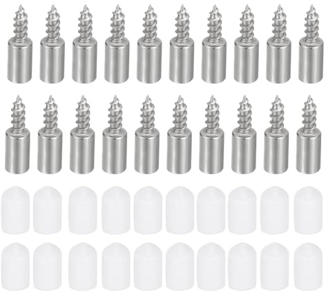 PATIKIL 20 Stück Regalstützstifte Regalstifte Stifte für Regale Weiß | Mit rutschfester Gummihülse, Für Küchenschrank, Bücherregal, Schrank und Glastisch, Schrank