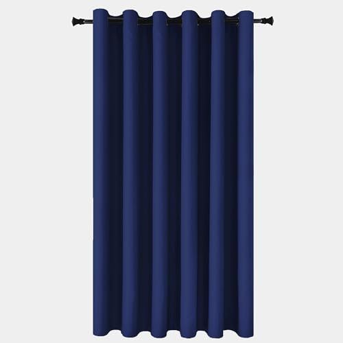 Yorkshire Bedding Eyelet Blackout Curtains for Livingroom 66x84 Inch Bedroom Thermal Insulated Navy Curtains Darkening 1 Panel + 1 Tieback