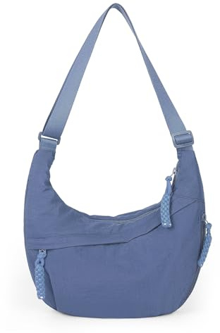 HiTotes Borsa a mezzaluna in nylon borsa per gnocchi borsa a tracolla per donna borsa a mezza luna borsa hobo borsa a tracolla in nylon borsa a tracolla, 01-blu, 34cm