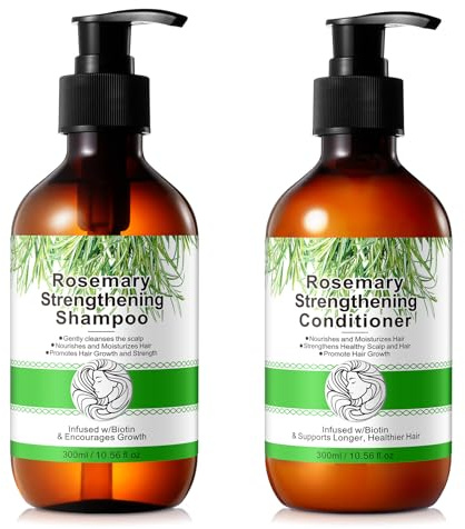 Set shampoo e balsamo al rosmarino, shampoo e balsamo al rosmarino per la crescita dei capelli, nutre il cuoio capelluto, olio di rosmarino biotina, prodotti per l'ispessimento dei capelli, per donne