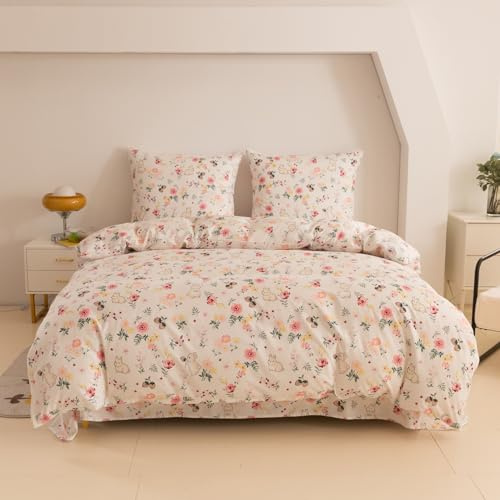 Cotton Market Ropa de Cama de 135 x 200 cm - Ropa de Cama de Microfibra de algodón - Otoño Juegos de Ropa de Cama de 2 Piezas con Cremallera - Funda nórdica con 1 Funda de Almohada de 70 x 80 cm -