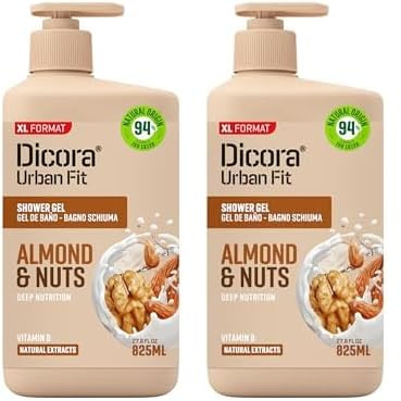 Dicora Urban Fit Gel de Baño Vitamina B Almendras & Nueces 825 ml (Paquete de 2)
