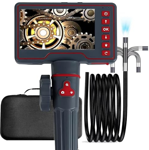 HOUTIAXDYT Telecamera di ispezione con boroscopio articolato con luce, boroscopio IPS da 5 pollici, endoscopio in fibra ottica per meccanica automobilistica da 8,5 mm, telecamera a serpente (3m)