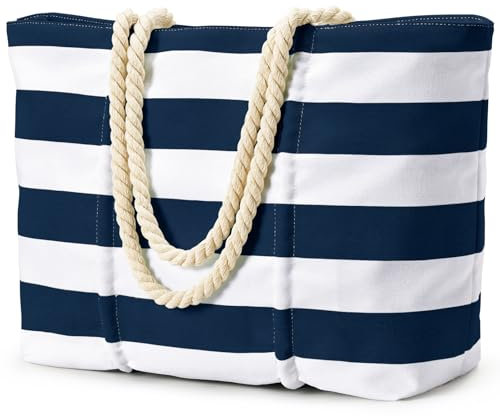 oscaurt Strandtasche XXL Familie Badetasche Damen Wasserdicht Tote Bag mit Reißverschluss Faltbar Einkaufstasche Reisetasche Shopping Bag Saunatasche Weekender Damen