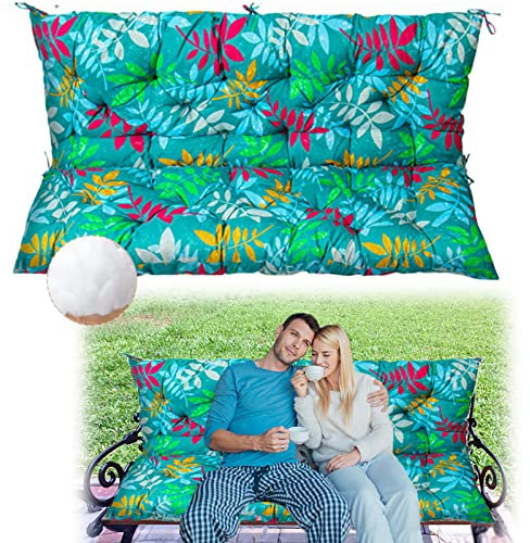 Cojín grueso impermeable de repuesto con respaldo para banco de 2 y 3 plazas, para jardín, patio, flores verdes, 40 x 40 pulgadas