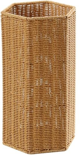 Fituenly Porte-parapluie hexagonal en rotin et tressé en osier, bac à eau inclus, panier de rangement pour entrée, couloir ou bureau