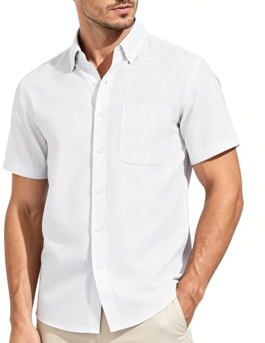 Casey Kevin Camisa Hombre Manga Corta - 100% Algodón - Cuello Abotonado