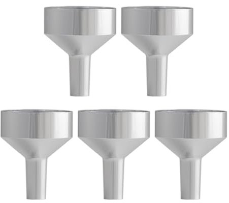 5 Embudos De Partición De Color Dorado, Mini Funnels De Metal Multifuncional, Herramienta De Llenado De Mini Botellas Fuerte Y Duradera, Conveniente Y Compacta.