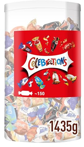 Celebrations Milk Chocolate Gift Box of Mini Chocolates & Biscuit Bars Tube (Maltesers, Galaxy, Snickers & More) 1435g