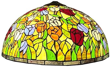 BOTOWI Tiffany Lamp Shade Replacement Only 20-Inch Large Stained Glass Lampshades, Vintage Handmade Flower Light Cover Accessories for Floor Lamps Table Lamps Pendant Light,Tulip