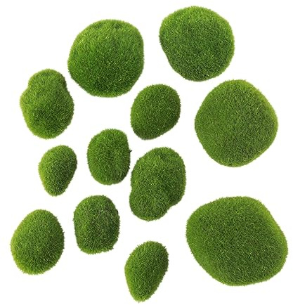OSALADI 12Pcs Realistic Simulation Moss Stones for Terrariums and Aquariums Decorative Moss Craft Stones for Home Office and