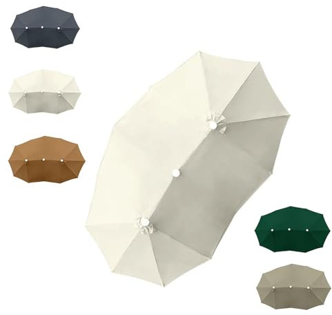 SMELEDFCFK Housse De Rechange pour Parasol Double Rectangulaire, Tissu De Rechange pour Parasol Double Face Toile De Parasol 460×270cm, Auvent De Parasol 12 Baleines pour Jardin Terrasse March(Beige)