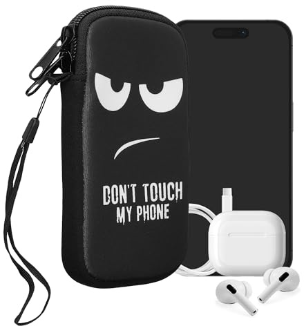 kwmobile Carcasa para móvil tamaño S - 4,5 - Funda Universal con Cremallera - Estuche de Neopreno - Don't Touch my Phone