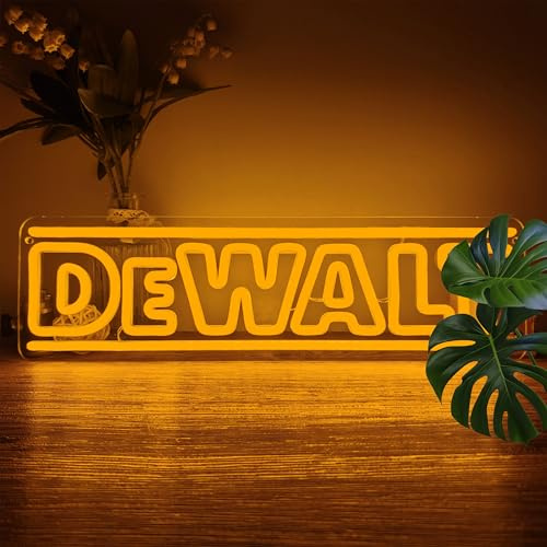 De-Walts Neon Sign,LED Neon Lights for Tool Lovers 4.8x16.9inches(Dimmable USB Powered Led Sign for Garage Workshop Bar or Man Cave Acrylic Board Easy to Hang)Christmas Birthday Gifts for Father Friends.