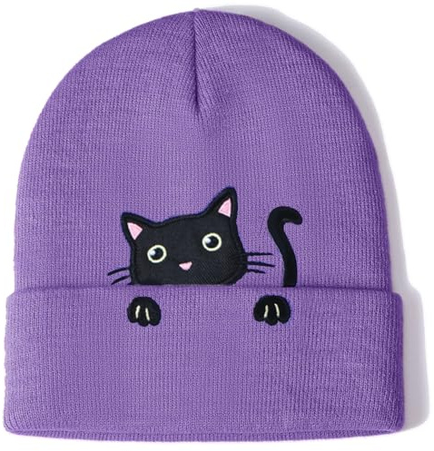 Aretas Katze Mütze Beanie Hut Gesckenke für Damen Frauen Katzen Cat Deko Geschenk Katzenliebhaber Christmas Decorations Geschenke